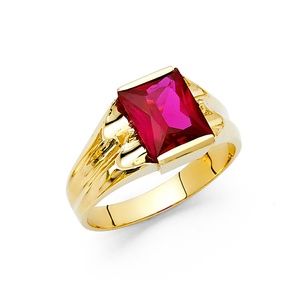 14K Yellow Gold CZ Men's Ring